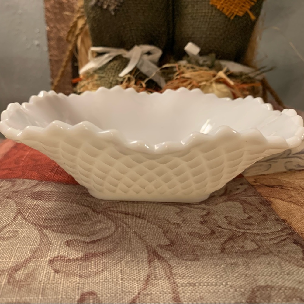 Milk glass candy dish